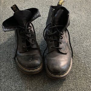 Black Leather Lace-Up Boots